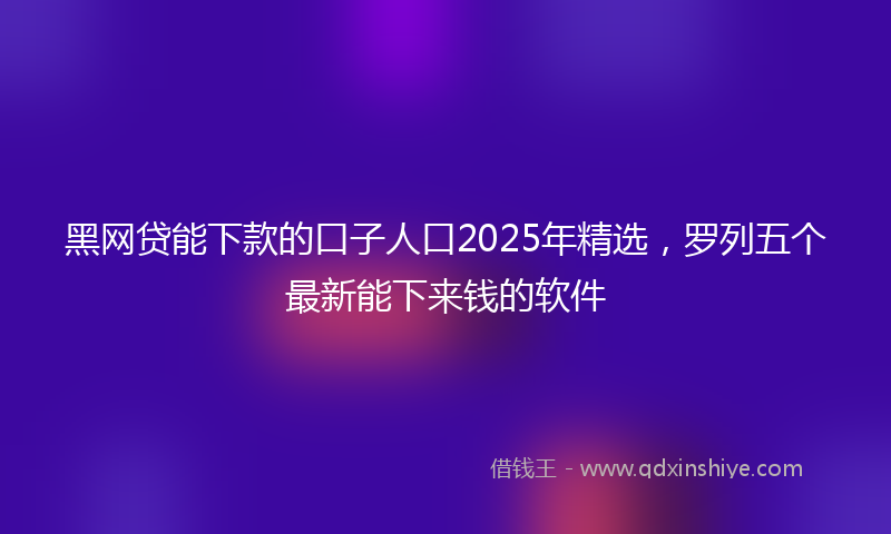 黑网贷能下款的口子人口2025年精选，罗列五个最新能下来钱的软件