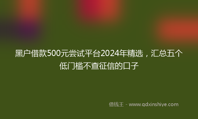 黑户借款500元尝试平台2024年精选，汇总五个低门槛不查征信的口子