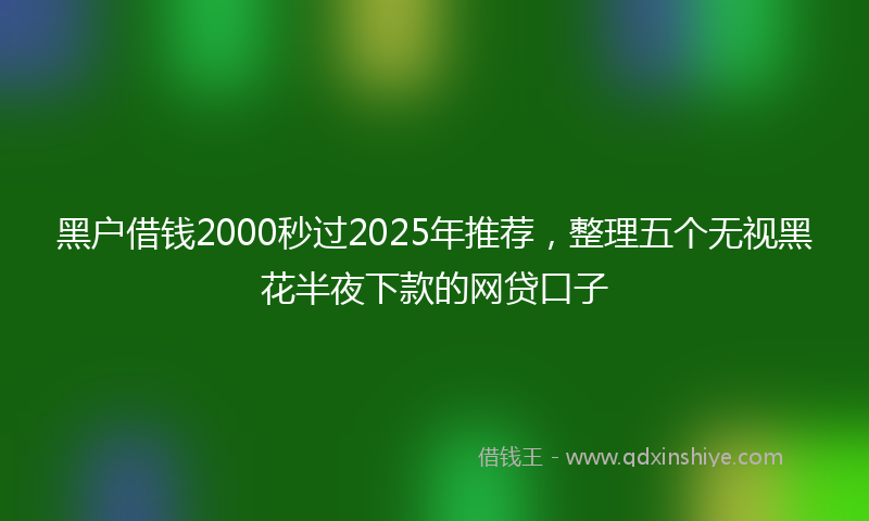 黑户借钱2000秒过2025年推荐，整理五个无视黑花半夜下款的网贷口子