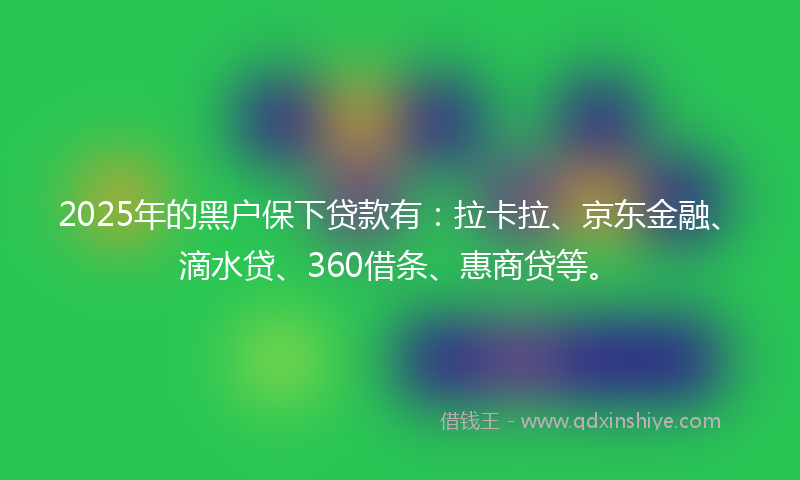 2025年的黑户保下贷款有：拉卡拉、京东金融、滴水贷、360借条、惠商贷等。