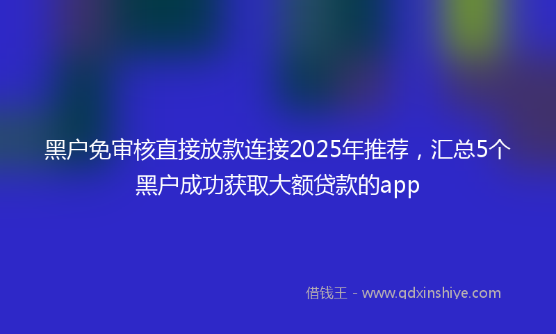 黑户免审核直接放款连接2025年推荐，汇总5个黑户成功获取大额贷款的app