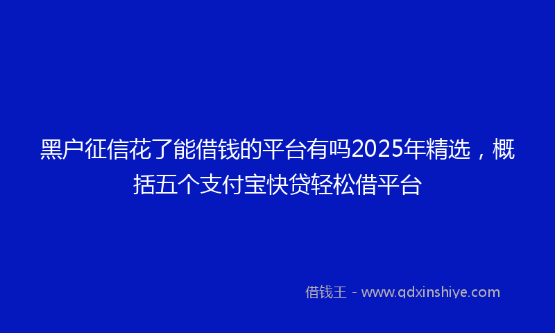黑户征信花了能借钱的平台有吗2025年精选，概括五个支付宝快贷轻松借平台
