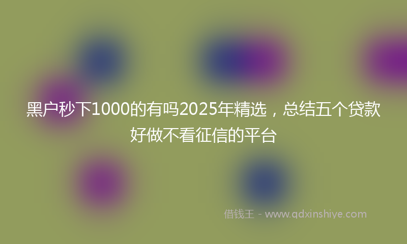 黑户秒下1000的有吗2025年精选，总结五个贷款好做不看征信的平台