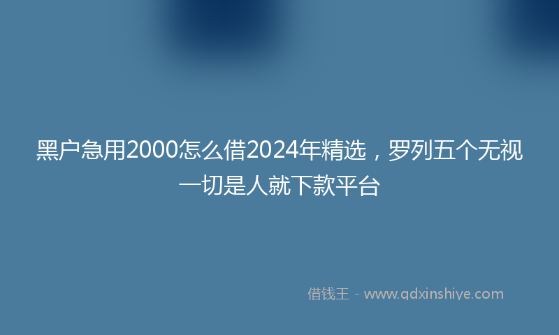 黑户急用2000怎么借2024年精选，罗列五个无视一切是人就下款平台