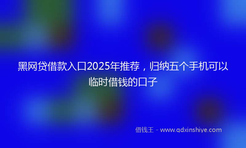 黑网贷借款入口2025年推荐，归纳五个手机可以临时借钱的口子