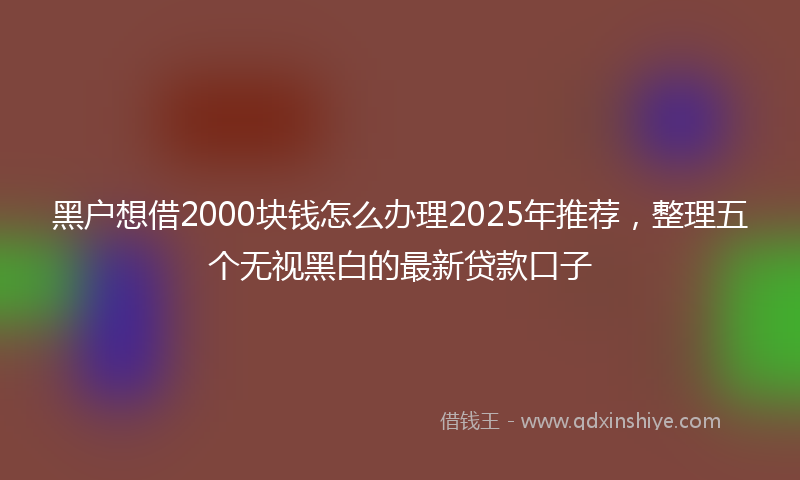 黑户想借2000块钱怎么办理2025年推荐，整理五个无视黑白的最新贷款口子