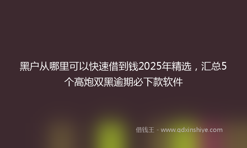 黑户从哪里可以快速借到钱2025年精选，汇总5个高炮双黑逾期必下款软件