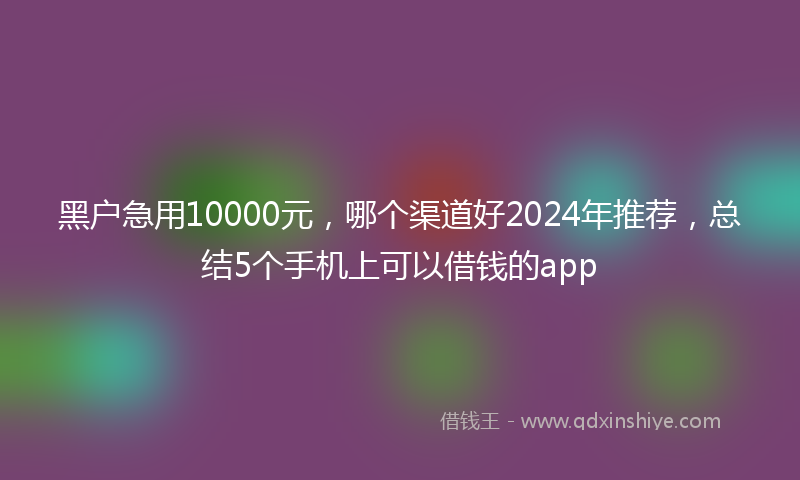 黑户急用10000元，哪个渠道好2024年推荐，总结5个手机上可以借钱的app