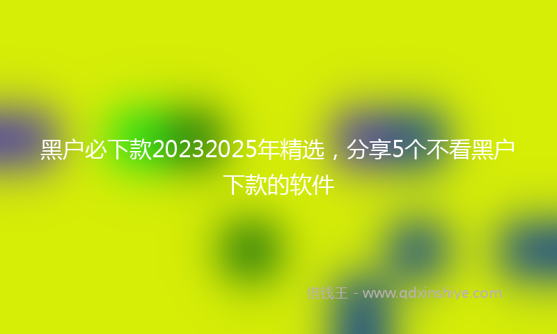 黑户必下款20232025年精选，分享5个不看黑户下款的软件