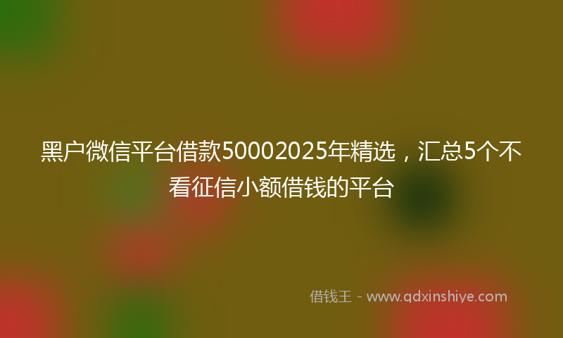 黑户微信平台借款50002025年精选，汇总5个不看征信小额借钱的平台