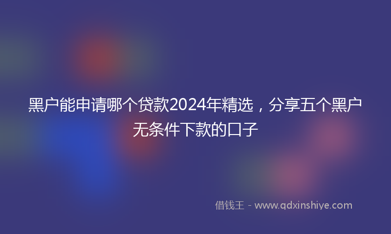 黑户能申请哪个贷款2024年精选，分享五个黑户无条件下款的口子