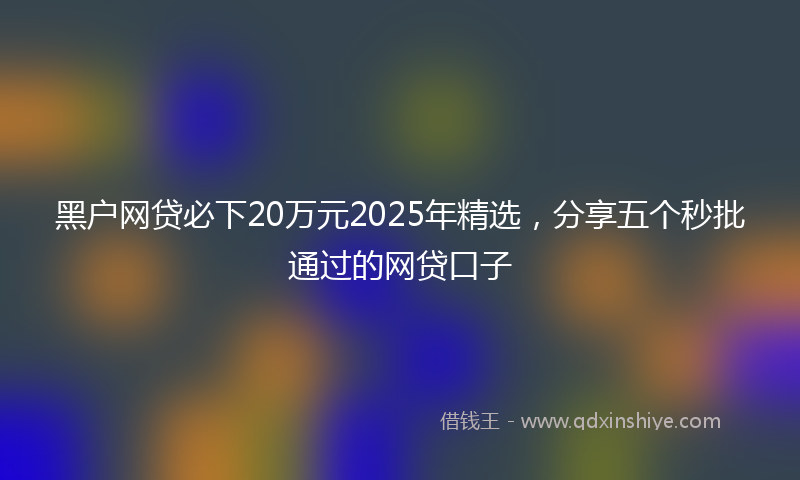 黑户网贷必下20万元2025年精选，分享五个秒批通过的网贷口子