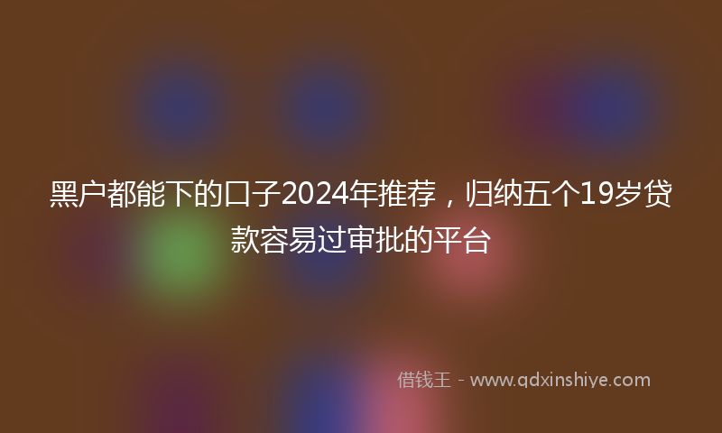 黑户都能下的口子2024年推荐，归纳五个19岁贷款容易过审批的平台