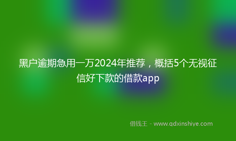 黑户逾期急用一万2024年推荐，概括5个无视征信好下款的借款app