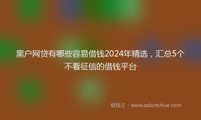 黑户网贷有哪些容易借钱2024年精选，汇总5个不看征信的借钱平台
