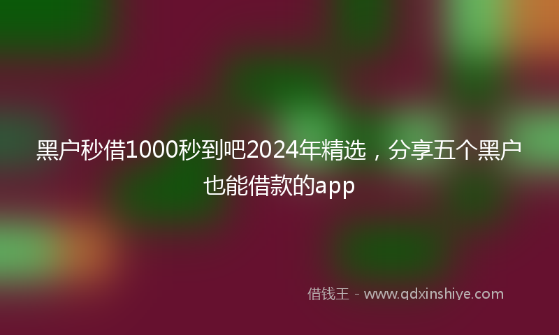 黑户秒借1000秒到吧2024年精选，分享五个黑户也能借款的app