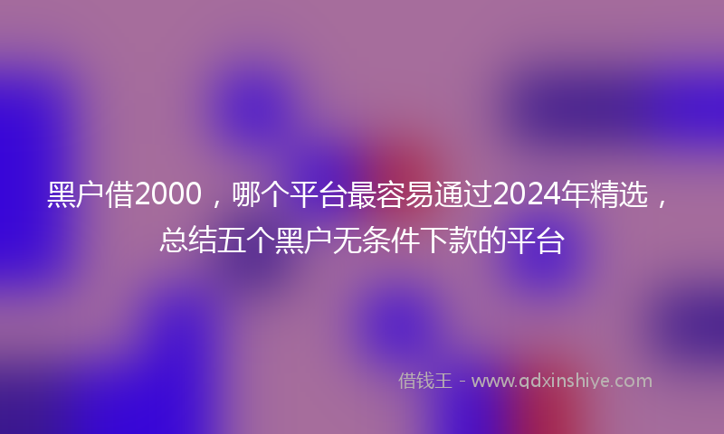 黑户借2000，哪个平台最容易通过2024年精选，总结五个黑户无条件下款的平台