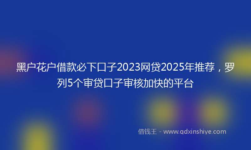 黑户花户借款必下口子2023网贷2025年推荐，罗列5个审贷口子审核加快的平台