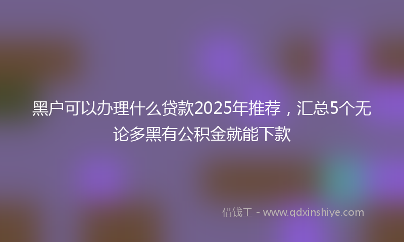 黑户可以办理什么贷款2025年推荐，汇总5个无论多黑有公积金就能下款