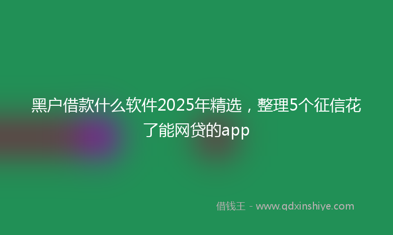 黑户借款什么软件2025年精选，整理5个征信花了能网贷的app