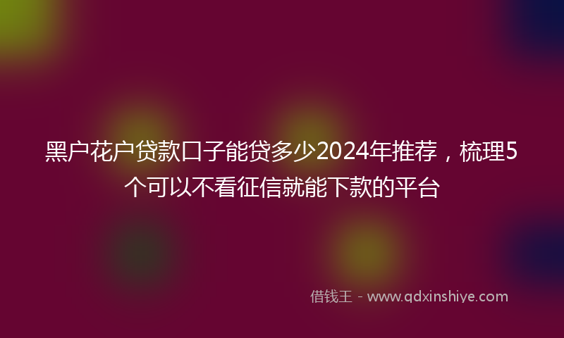 黑户花户贷款口子能贷多少2024年推荐，梳理5个可以不看征信就能下款的平台