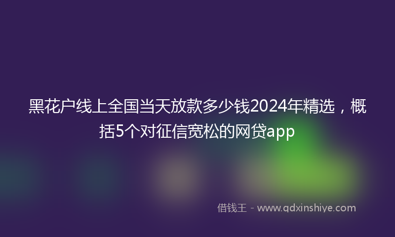 黑花户线上全国当天放款多少钱2024年精选，概括5个对征信宽松的网贷app