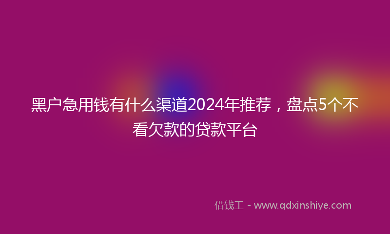 黑户急用钱有什么渠道2024年推荐，盘点5个不看欠款的贷款平台