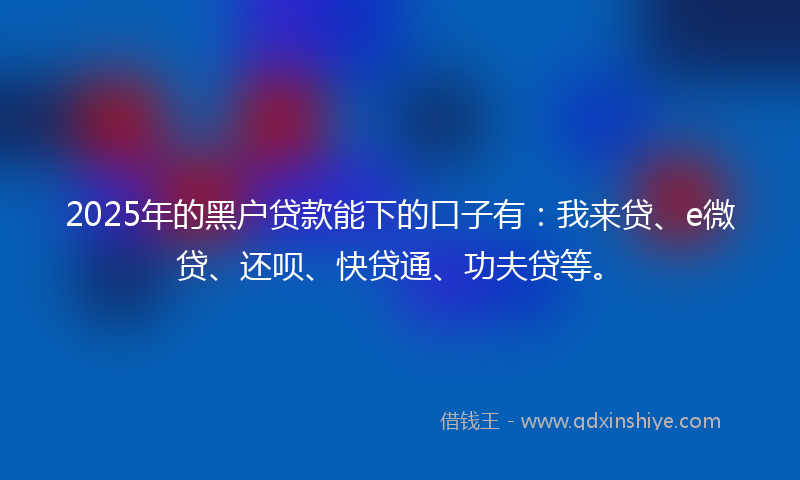 2025年的黑户贷款能下的口子有：我来贷、e微贷、还呗、快贷通、功夫贷等。