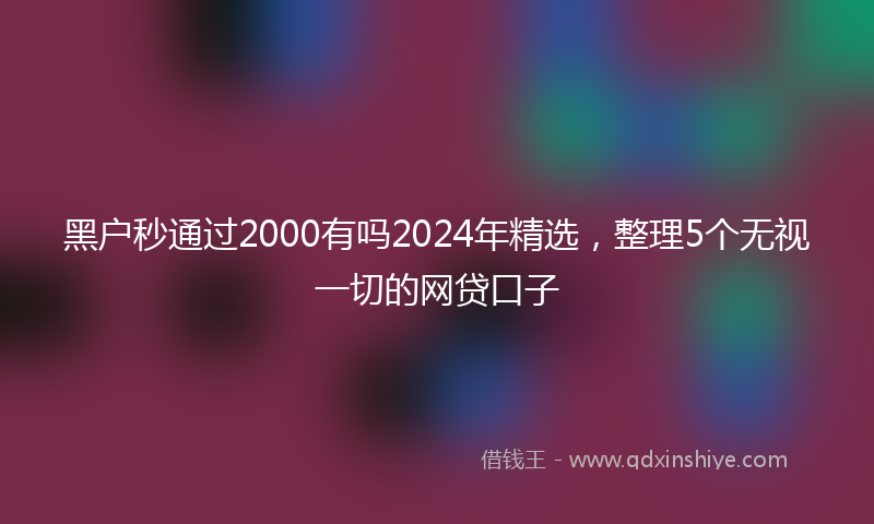 黑户秒通过2000有吗2024年精选，整理5个无视一切的网贷口子