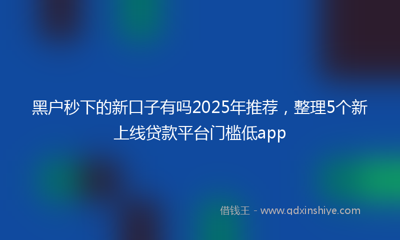 黑户秒下的新口子有吗2025年推荐，整理5个新上线贷款平台门槛低app