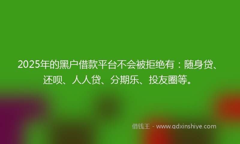 2025年的黑户借款平台不会被拒绝有：随身贷、还呗、人人贷、分期乐、投友圈等。