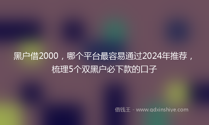 黑户借2000，哪个平台最容易通过2024年推荐，梳理5个双黑户必下款的口子