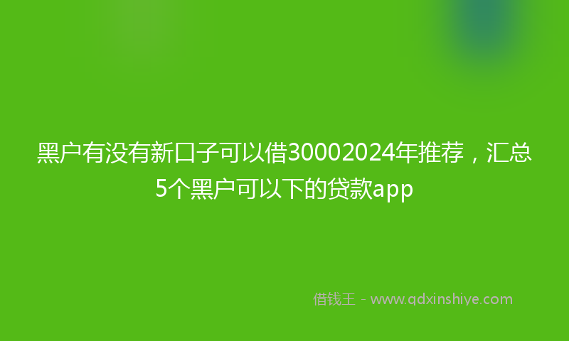 黑户有没有新口子可以借30002024年推荐，汇总5个黑户可以下的贷款app