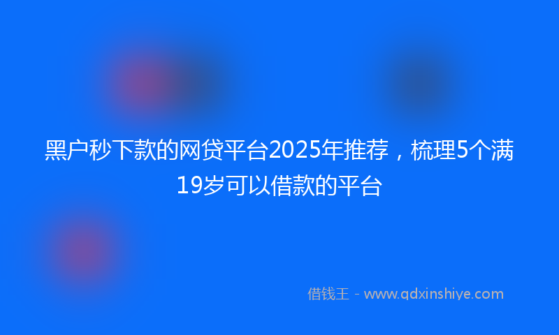 黑户秒下款的网贷平台2025年推荐，梳理5个满19岁可以借款的平台