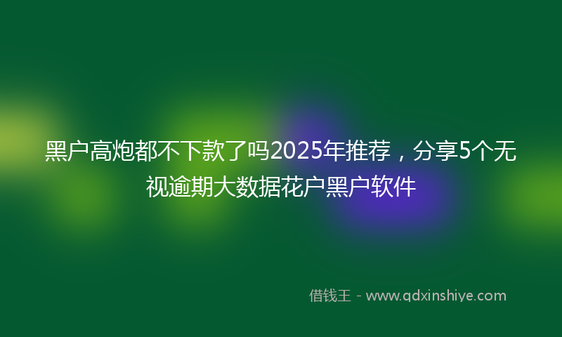 黑户高炮都不下款了吗2025年推荐，分享5个无视逾期大数据花户黑户软件