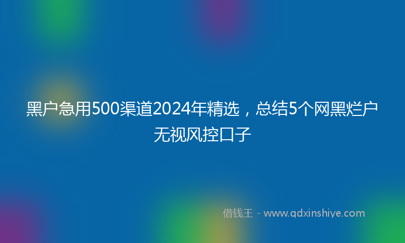 黑户急用500渠道2024年精选，总结5个网黑烂户无视风控口子