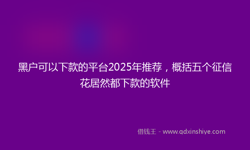黑户可以下款的平台2025年推荐，概括五个征信花居然都下款的软件