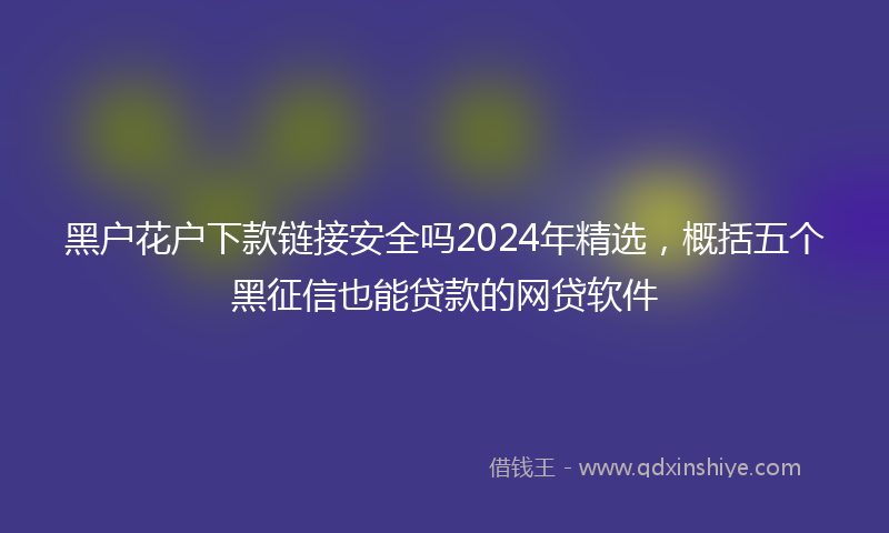 黑户花户下款链接安全吗2024年精选，概括五个黑征信也能贷款的网贷软件
