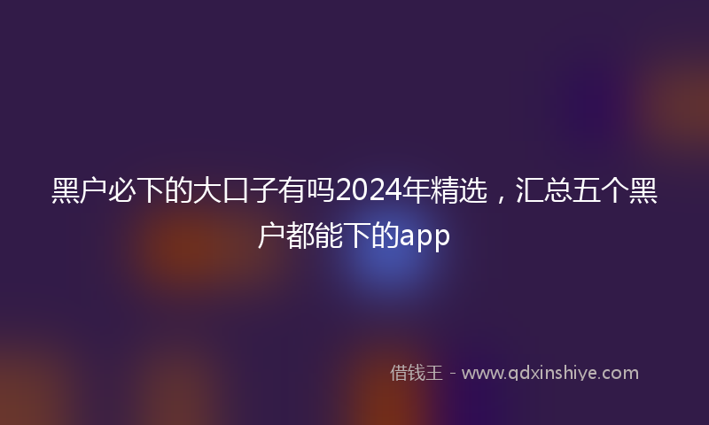 黑户必下的大口子有吗2024年精选，汇总五个黑户都能下的app