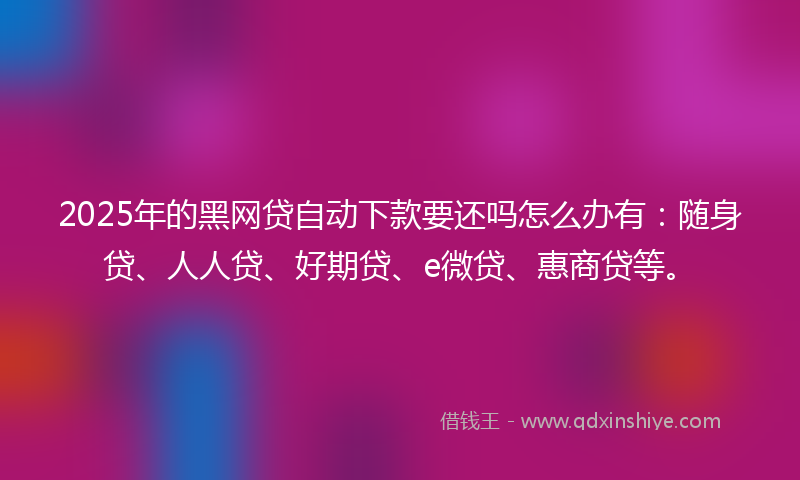 2025年的黑网贷自动下款要还吗怎么办有：随身贷、人人贷、好期贷、e微贷、惠商贷等。