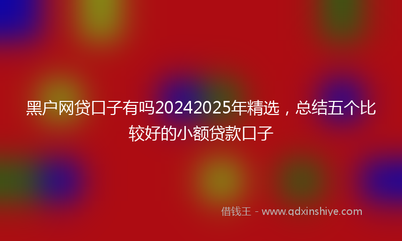 黑户网贷口子有吗20242025年精选，总结五个比较好的小额贷款口子