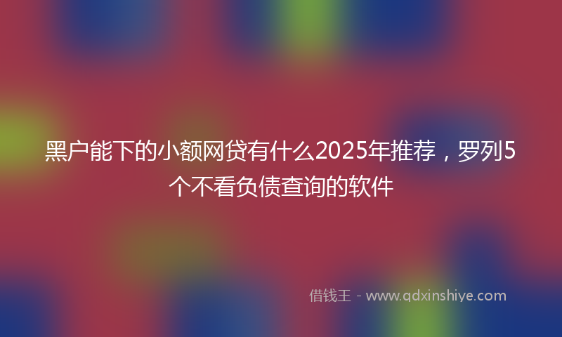 黑户能下的小额网贷有什么2025年推荐，罗列5个不看负债查询的软件