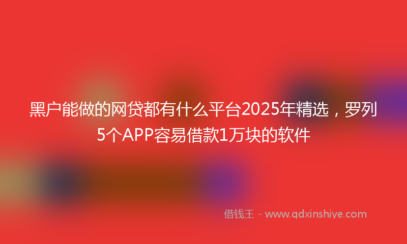 黑户能做的网贷都有什么平台2025年精选，罗列5个APP容易借款1万块的软件