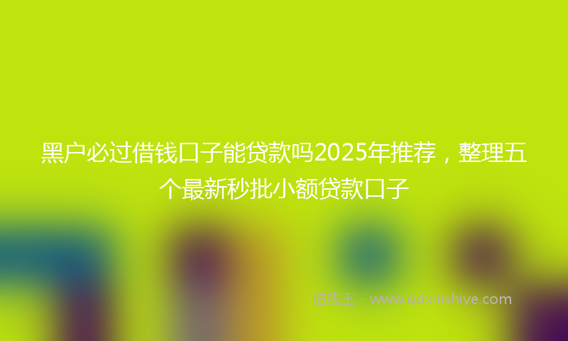 黑户必过借钱口子能贷款吗2025年推荐，整理五个最新秒批小额贷款口子