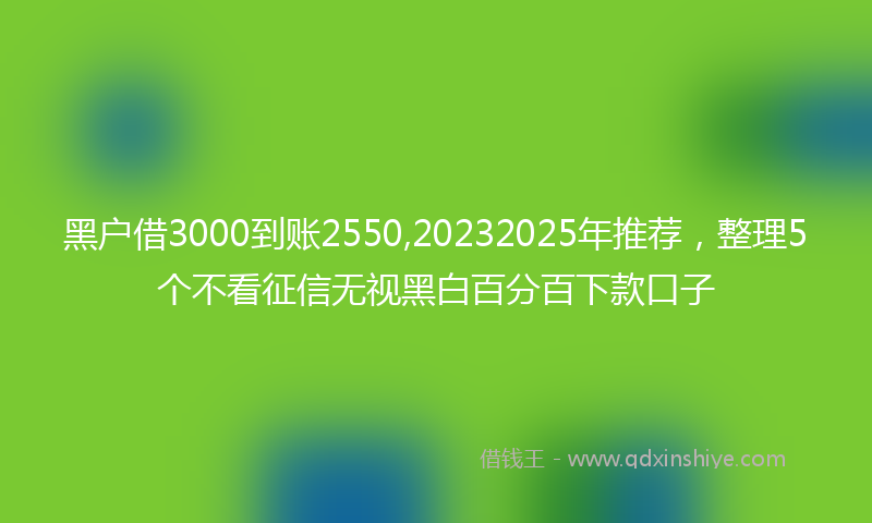 黑户借3000到账2550,20232025年推荐，整理5个不看征信无视黑白百分百下款口子