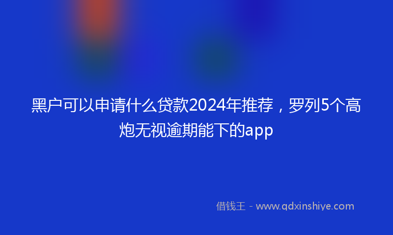 黑户可以申请什么贷款2024年推荐，罗列5个高炮无视逾期能下的app