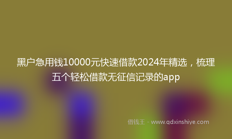黑户急用钱10000元快速借款2024年精选，梳理五个轻松借款无征信记录的app