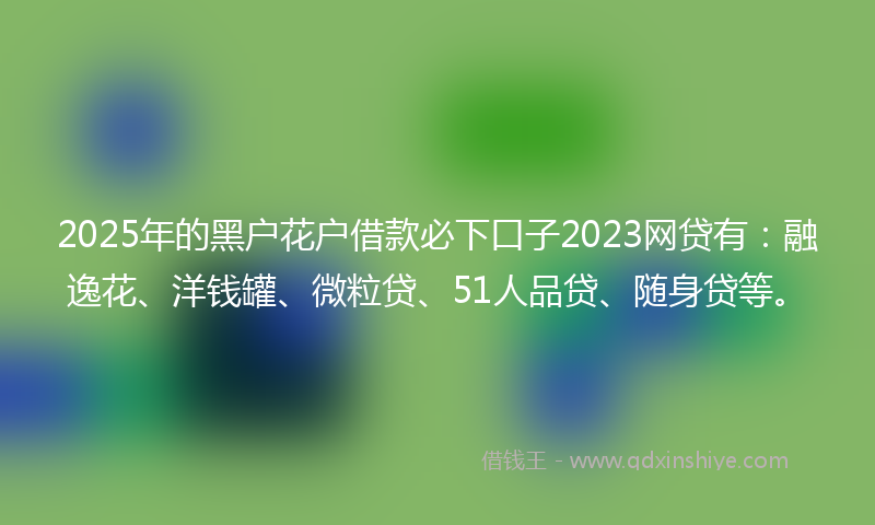 2025年的黑户花户借款必下口子2023网贷有：融逸花、洋钱罐、微粒贷、51人品贷、随身贷等。