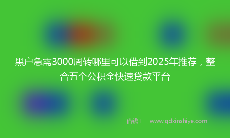 黑户急需3000周转哪里可以借到2025年推荐，整合五个公积金快速贷款平台