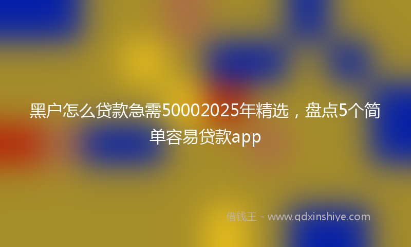 黑户怎么贷款急需50002025年精选，盘点5个简单容易贷款app